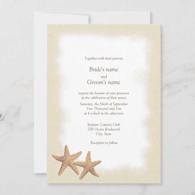 Starfish Beach Theme Wedding Invitations (Front)