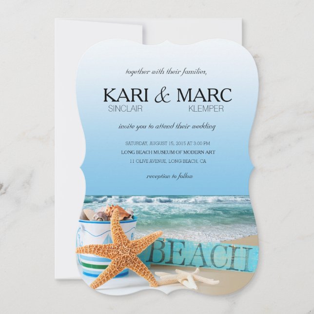 Starfish Beach Tropical Summer Wedding Invitation (Front)