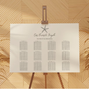 Starfish Beach Wedding 12 Table Seating Charts