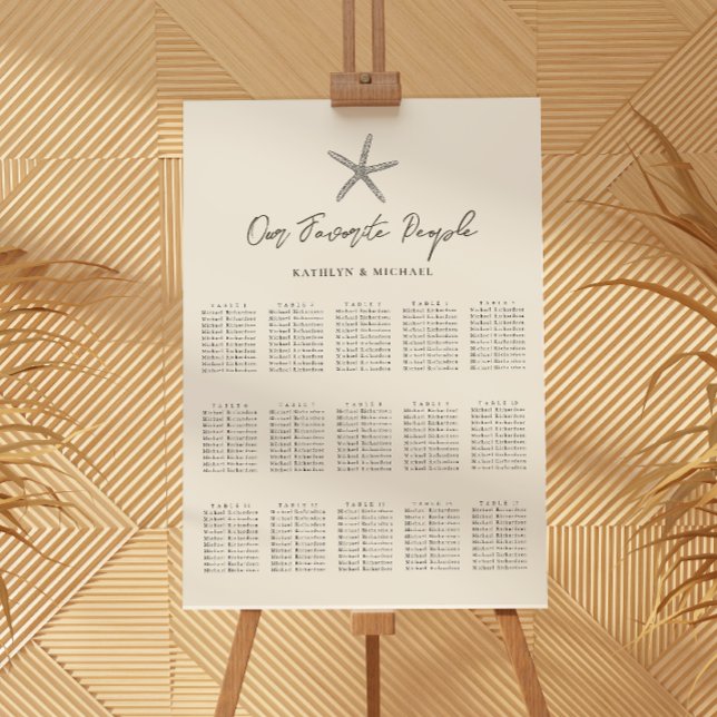 Starfish Beach Wedding 15 Table Seating Charts (Creator Uploaded)