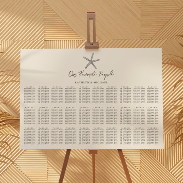 Starfish Beach Wedding 30 Table Seating Charts (Creator Uploaded)