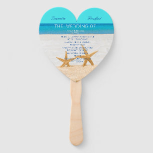  Starfish Beach Wedding ceremony program  Hand Fan
