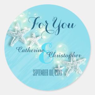 Starfish beach wedding classic round sticker