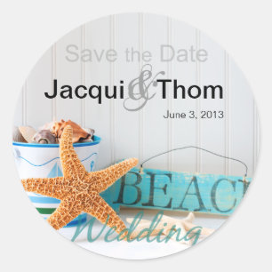 Starfish Beach Wedding Classic Round Sticker