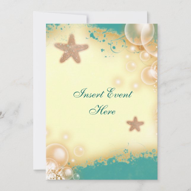 Starfish beach wedding engagement birthday invitation (Front)