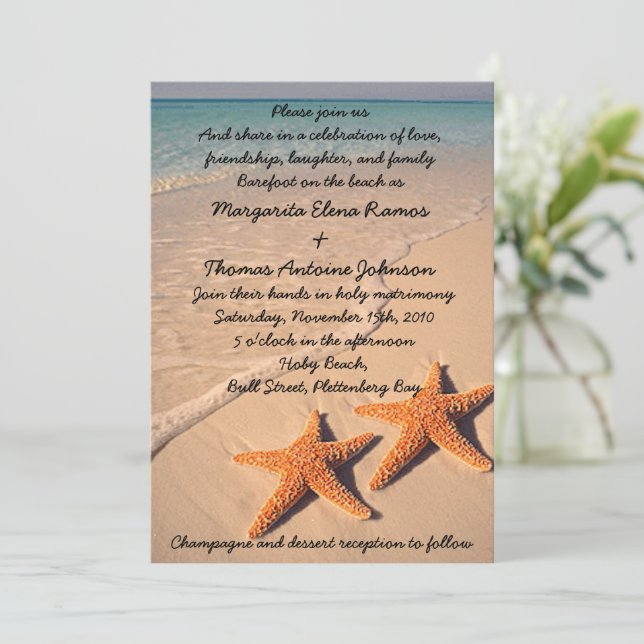 Starfish Beach Wedding Invitation or announcement (Standing Front)
