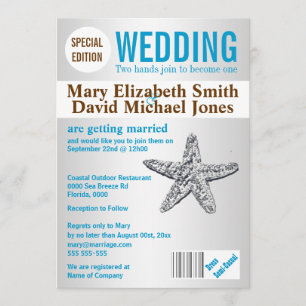 Starfish beach wedding magazine PERSONALIZE Invitation