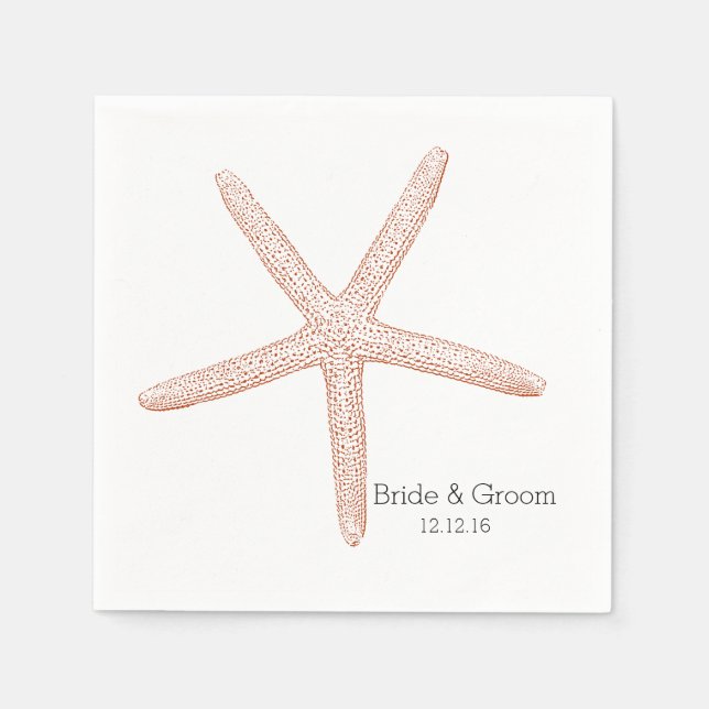 Starfish Beach Wedding Napkin (Front)