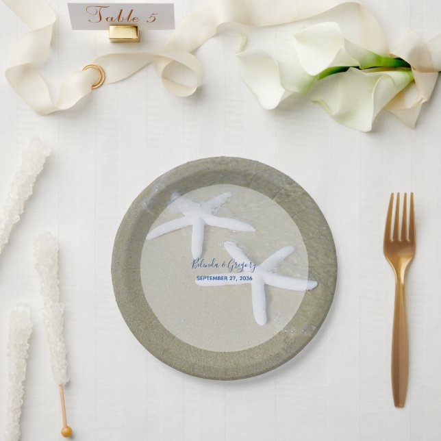 Starfish Beach Wedding  Paper Plate (Wedding)