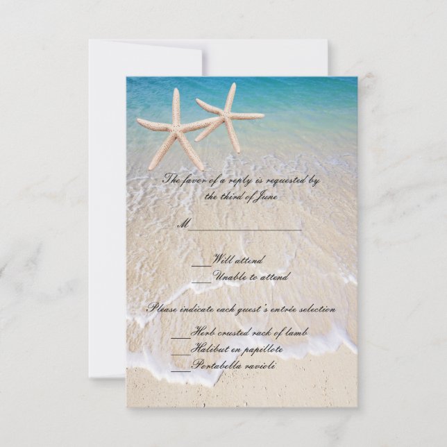 Starfish Beach Wedding Response Card (Front)