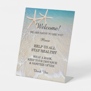 Starfish Beach Wedding Safety  Pedestal Sign