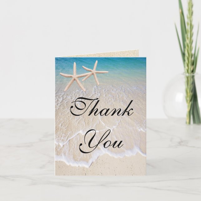 Starfish Beach Wedding Thank You Card (Front)