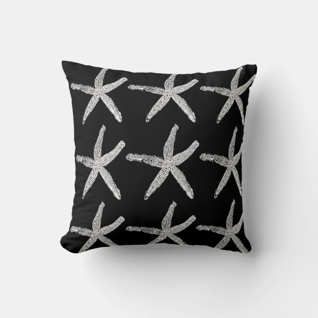 Starfish Black Blue Double Custom Colour Cute Beac Cushion (Front)