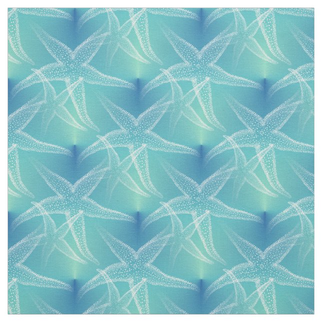 Starfish Blue Aqua Beach Fabric (Swatch)