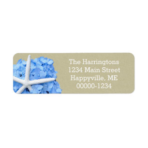 Starfish Blue Hydrangea Return Address Label