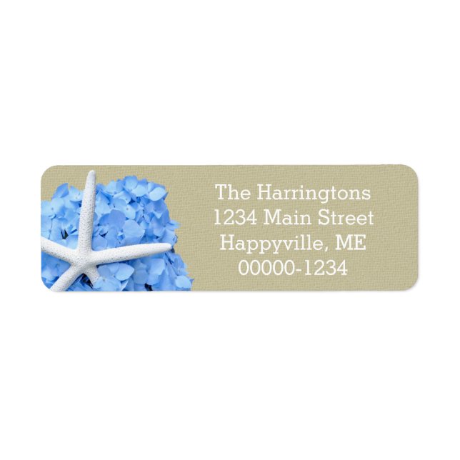 Starfish Blue Hydrangea Return Address Label (Front)