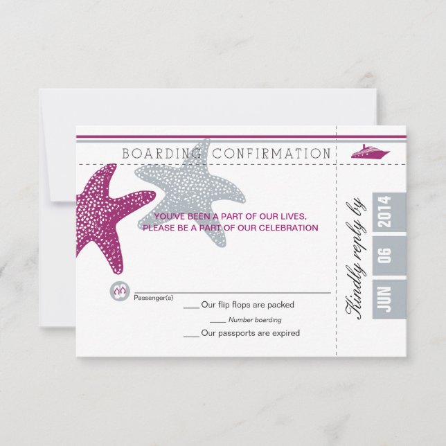 Starfish Boarding Pass RSVP Card (Front)
