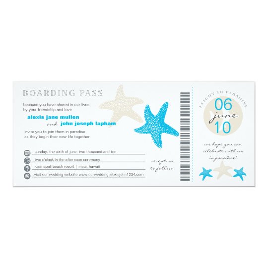 Starfish Boarding Pass | Wedding Card