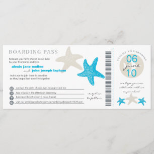 Starfish Boarding Pass   Wedding Invitation