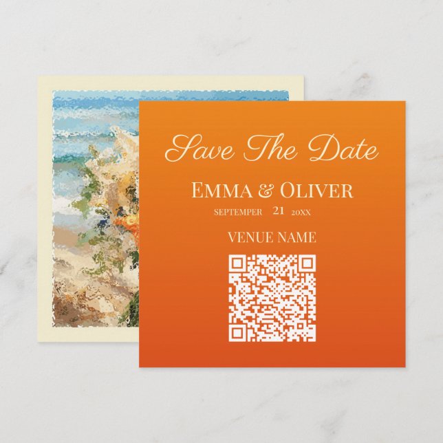 Starfish Bouquet Beach Wedding Save The Date Card (Front/Back)