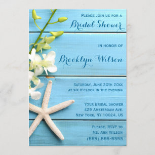 Starfish Bridal Shower Invitations With Orchids