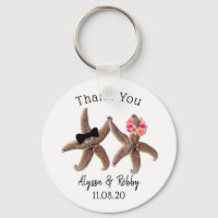 Starfish Bride and Groom Wedding Favour Key Ring