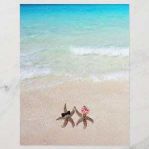Starfish Bride Groom Beach Scene Blank Paper