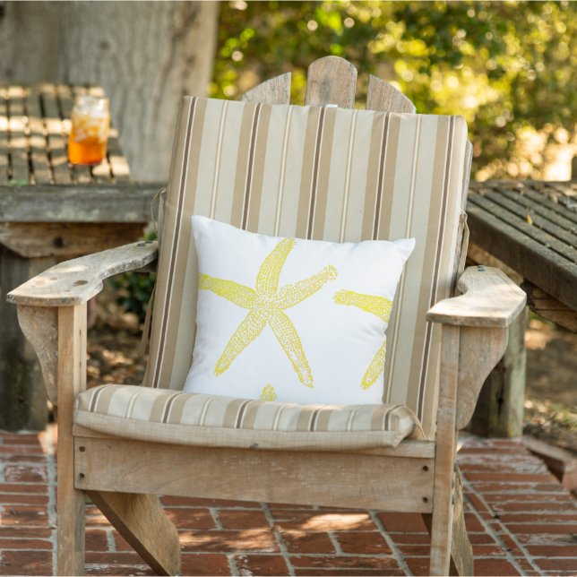Starfish Bright Yellow White Beach Decor Gift 2023 Cushion (Chair)