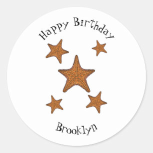 Starfish cartoon illustration classic round sticker