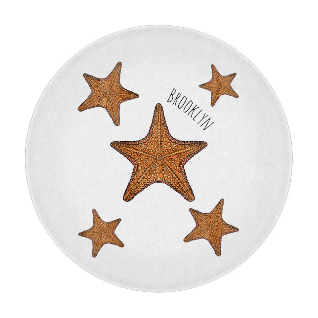Starfish cartoon illustration cutting board (Front)