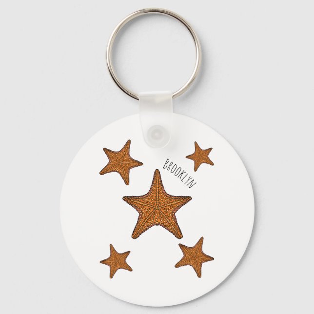 Starfish cartoon illustration key ring (Front)