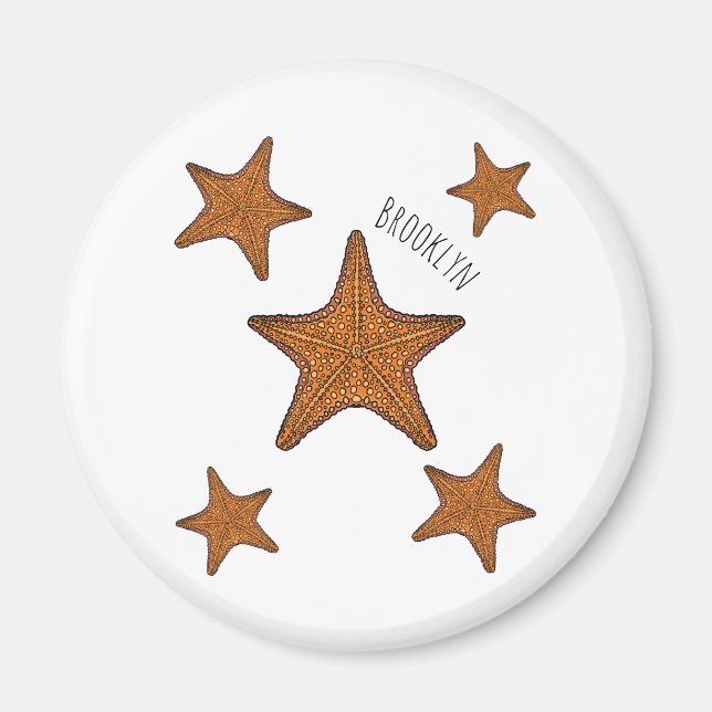 Starfish cartoon illustration  magnet (Front)