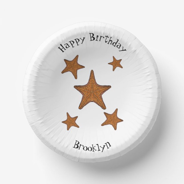 Starfish cartoon illustration  paper plate (Front)