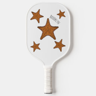 Starfish cartoon illustration  pickleball paddle