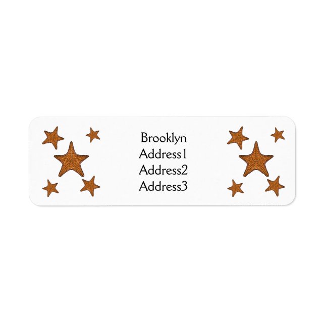 Starfish cartoon illustration return address label (Front)