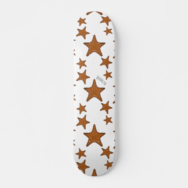 Starfish cartoon illustration  skateboard (Front)