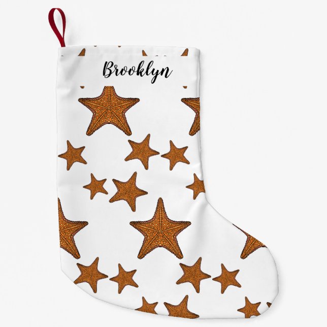 Starfish cartoon illustration small christmas stocking (Front)