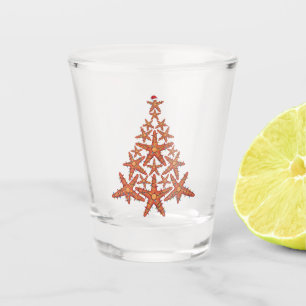 Starfish Christmas Tree Santa Hat Christmas Lights Shot Glass