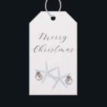 Starfish Christmas White Tie On Gift Tags<br><div class="desc">Starfish tie on gift tags for Christmas.  Minimalist white tags with two sea stars design.  "Merry Christmas" is in elegant script and is easy to customise to your choice of wording.  The back is blank,  white.</div>