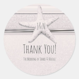 Starfish Classic White Elegant Beach Wedding Favou Classic Round Sticker