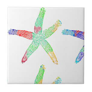 Starfish Coastal Beach Multicolor Patterns Modern Ceramic Tile