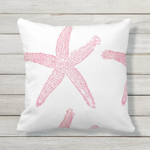 Starfish Coastal Beach Theme Pink White Cute Girly Cushion