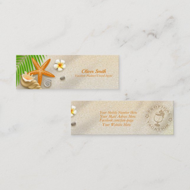 Starfish conch palm leaf for Vacation Planner Mini Business Card (Front/Back)