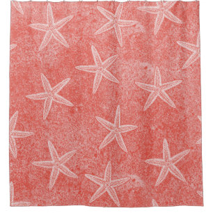 Starfish Coral Pink Shower Curtain