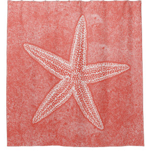 Starfish Coral Pink Shower Curtain
