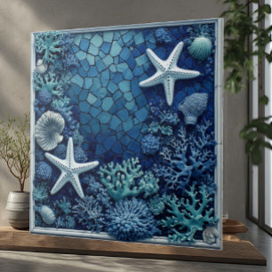 Starfish Coral Reef Seashells Coastal Decor Luxury Ceramic Tile