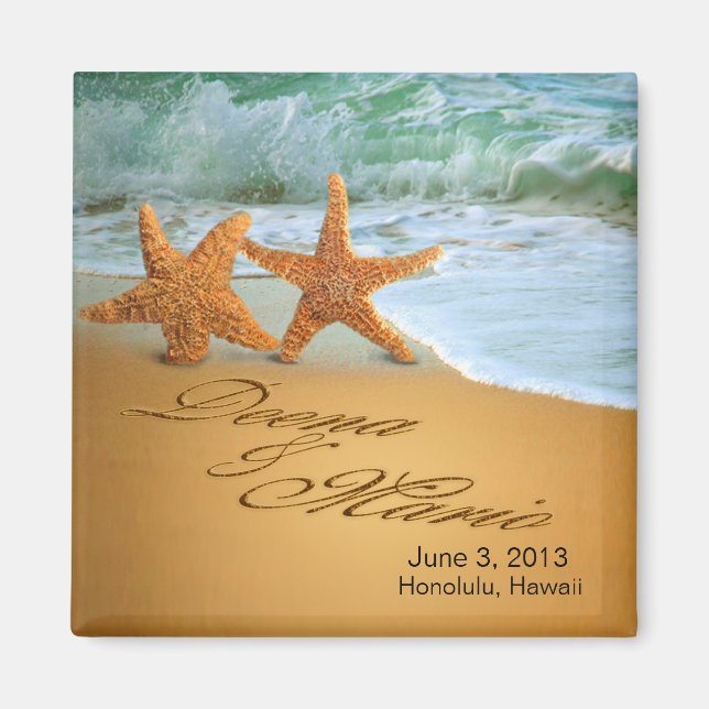 Starfish Couple ASK ME TO PUT NAMES IN THE SAND Magnet (Front)