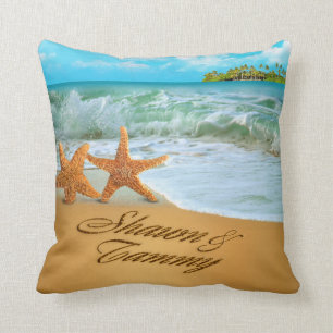 Starfish Couple ASK TO HAVE YOUR NAMES PUT IN SAND Cushion
