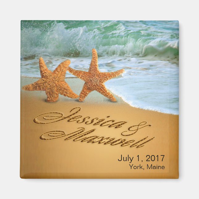 Starfish Couple ASK TO HAVE YOUR NAMES PUT IN SAND Magnet (Front)