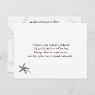 Starfish Couple Easy Wedding Reply Postcards